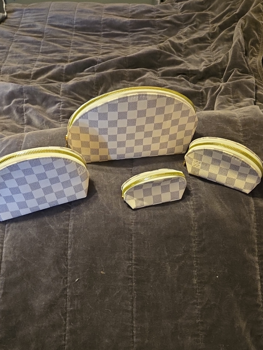 Fashion Louis Vuitton Damier Azur Cosmetic Pouches Set of (4) with Zippers